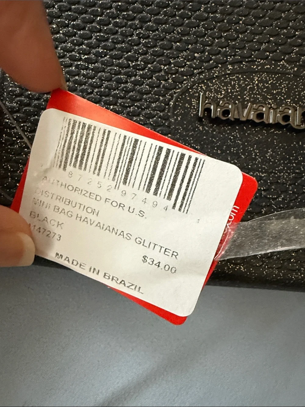 Havaianas Black Glitter Zip Wristlet Wallet